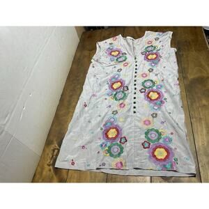 Anthropologie Corey Lynn Calter Embroidered Floral Sheer Shift Dress Size Large